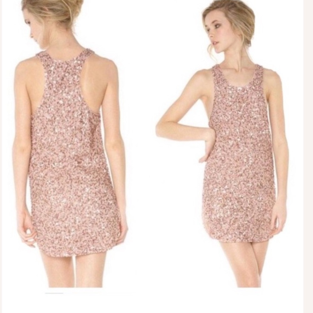 Alice + Olivia Blush Sequin Embellished Dress Size 0